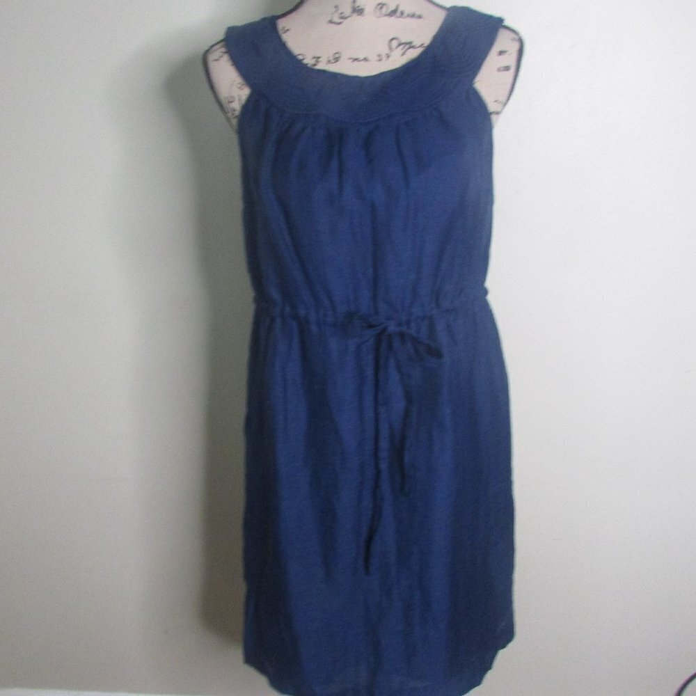 Merona Dress 6 Sleeveless Blue Linen